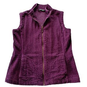 Woolrich Zip Up Purple Corduroy Vest Petite L PL Wide Wale Soft